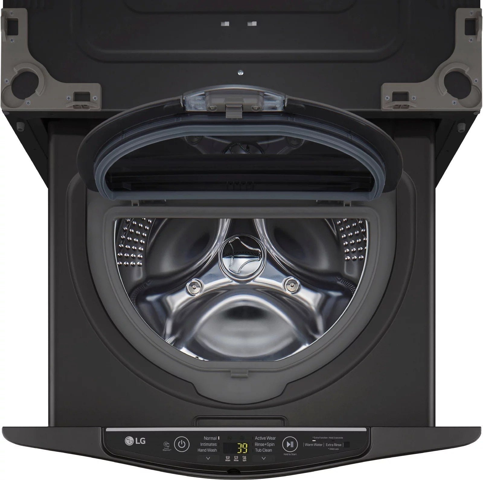 LG – SideKick 1.0 Cu. Ft. High-Efficiency Smart Top Load Pedestal Washer with 3-Motion Technology – Black steel - Image 14
