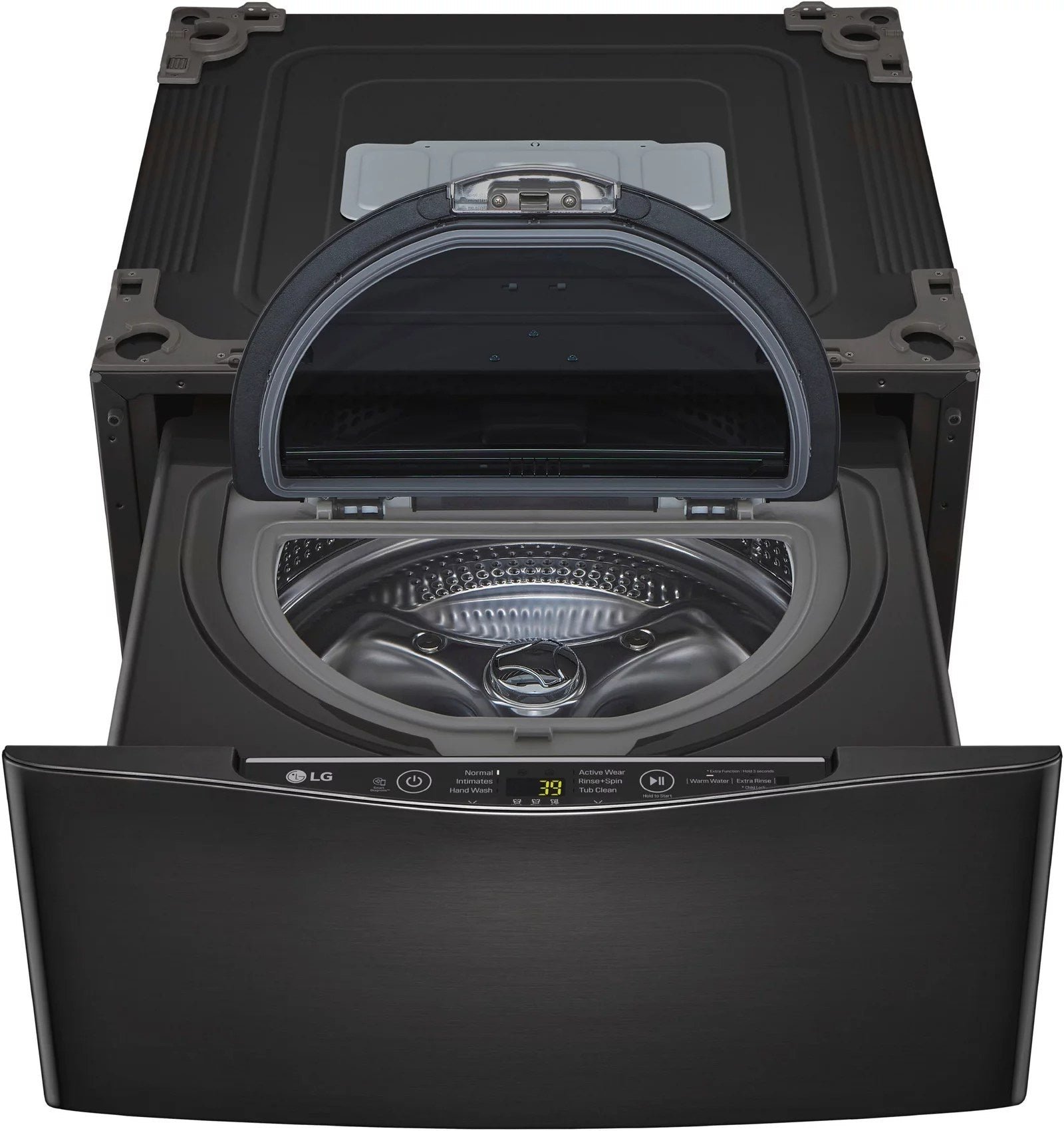 LG – SideKick 1.0 Cu. Ft. High-Efficiency Smart Top Load Pedestal Washer with 3-Motion Technology – Black steel - Image 11