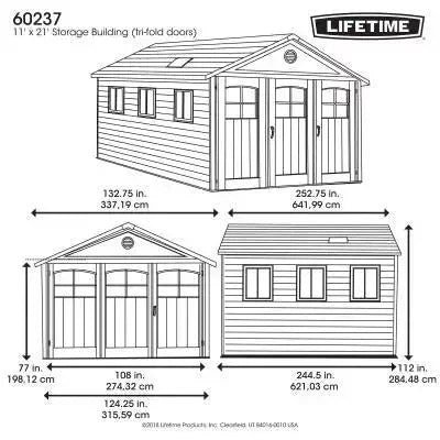 Lifetime 11 Ft. X 21 Ft. Outdoor Storage Shed With Tri-Fold Doors - Image 2