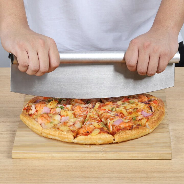 14-Inch Stainless Steel Rocker Pizza Cutter with Protective Blade Cover